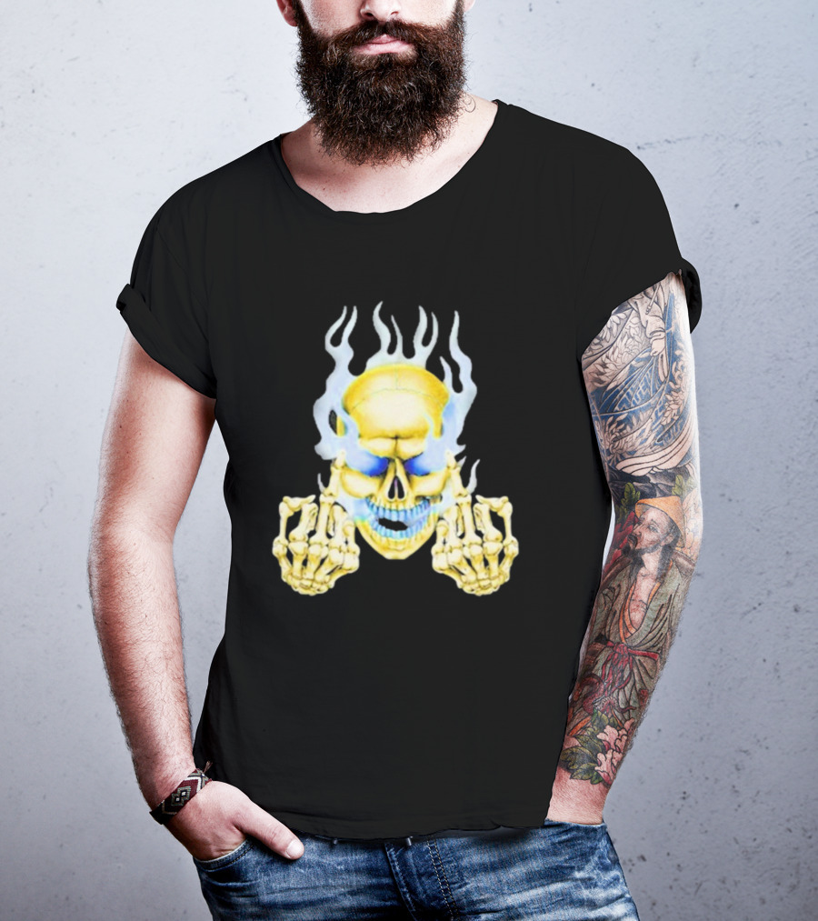 Skull Babbitt Revived Flaming Skeletal Embrace T-Shirt