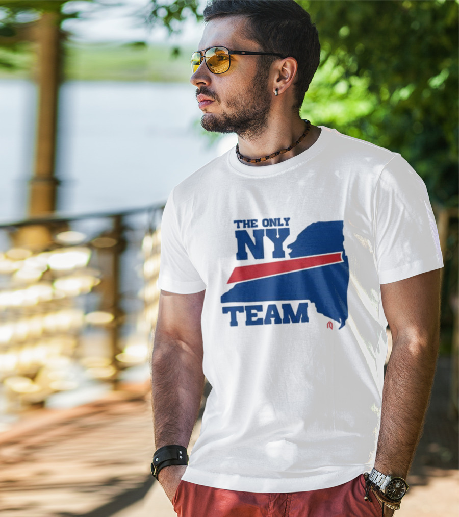 The Only NY Team New York State Silhouette Red Stripe T-Shirt
