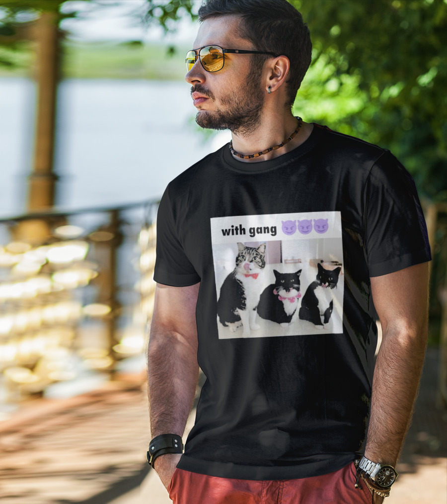 Unicouniuni3 With Gang Cat Devil Emoji Trio T-Shirt
