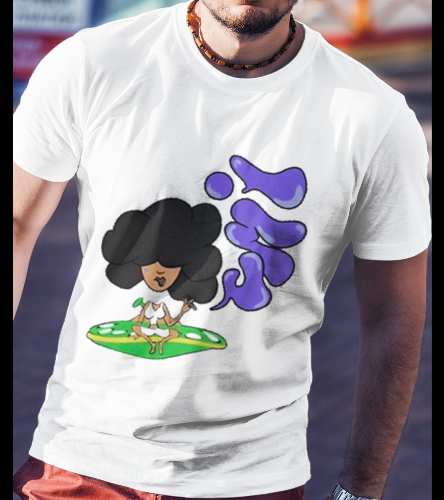 Whoisumi Umi Ufo Smoking Afro Character T-Shirt