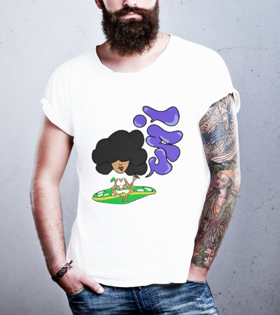 Whoisumi Umi Ufo Smoking Afro Character T-Shirt