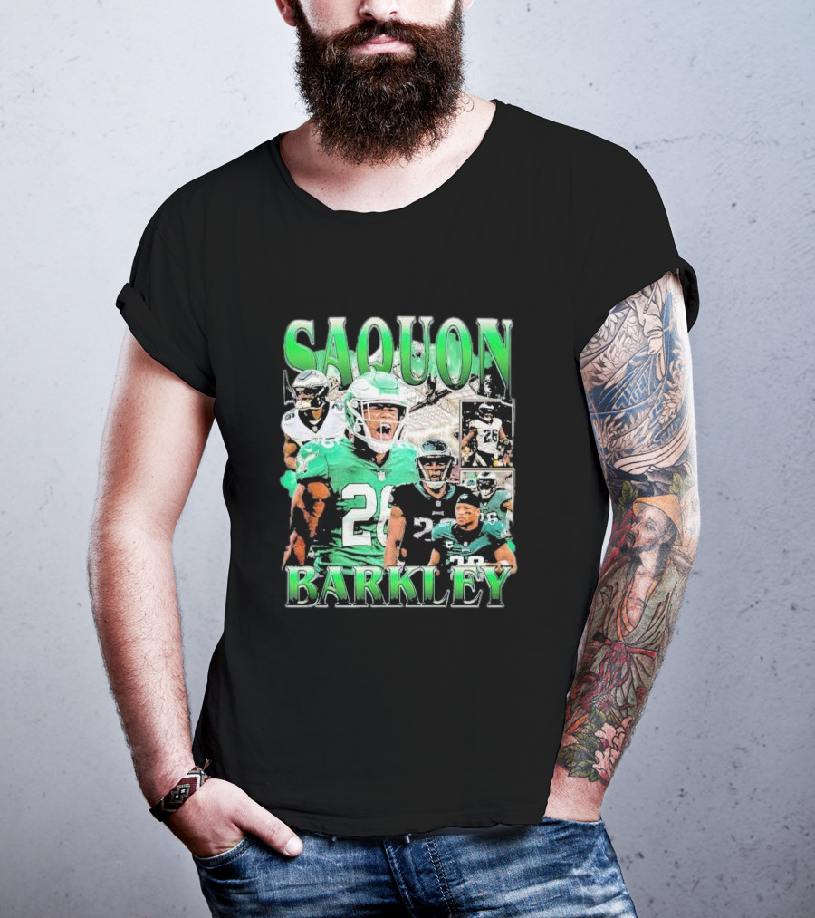 SAQUON BARKLEY Players In Green And Black Jersey Collage T-Shirt