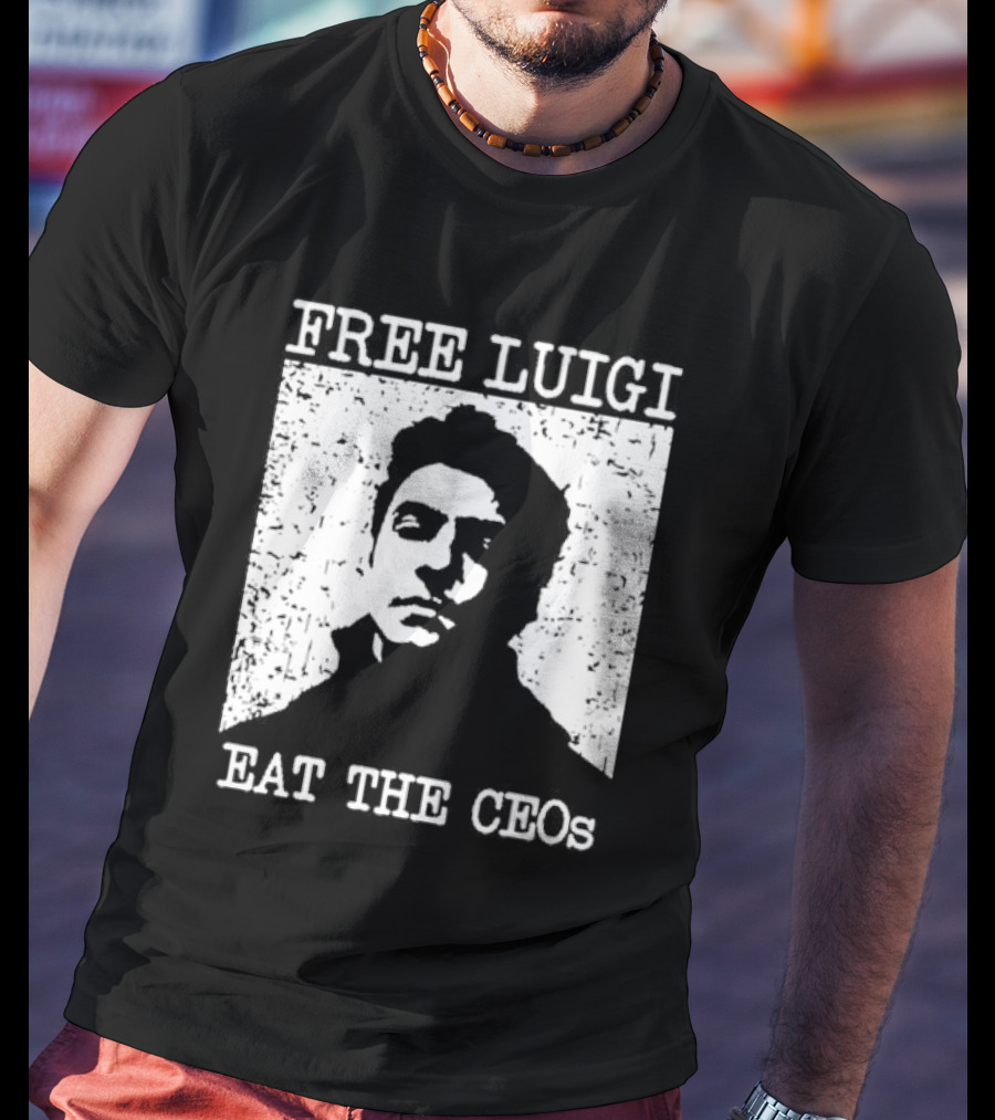Free Luigi Eat The CEOs Stencil T-Shirt