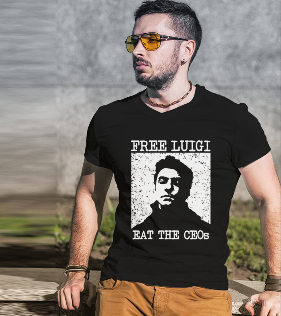Free Luigi Eat The CEOs Stencil T-Shirt