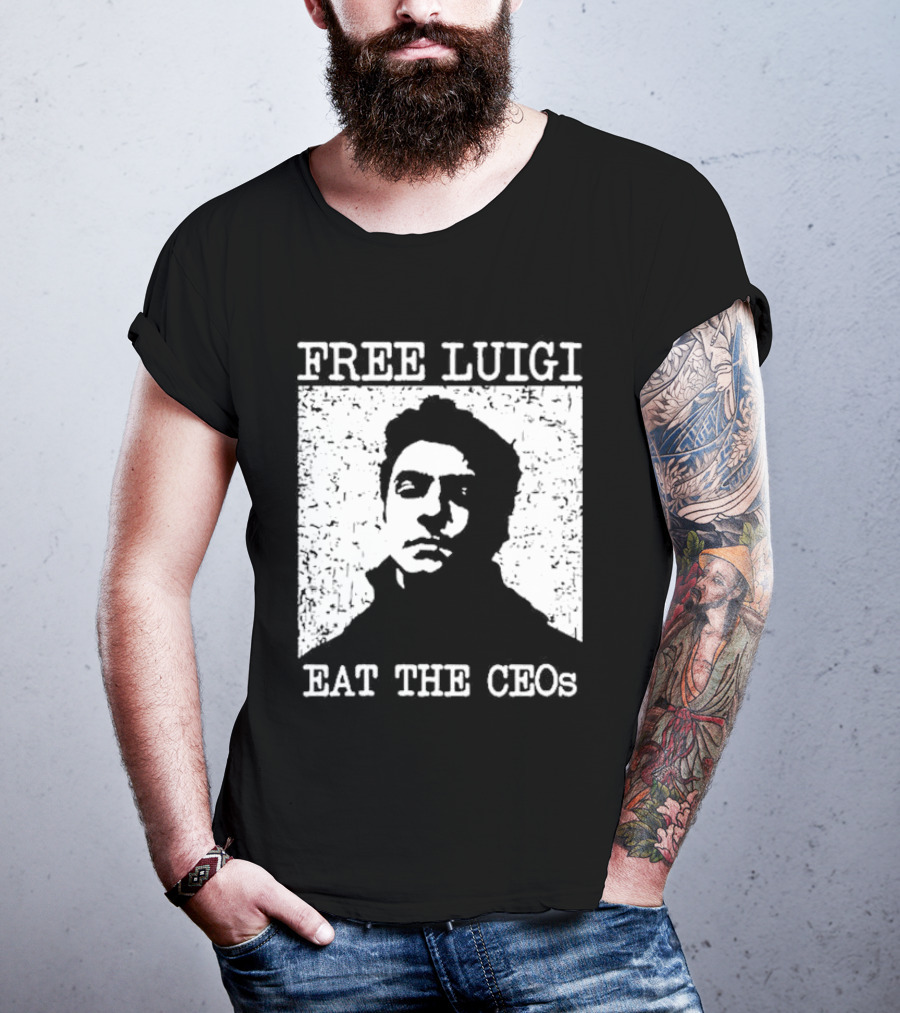 Free Luigi Eat The CEOs Stencil T-Shirt
