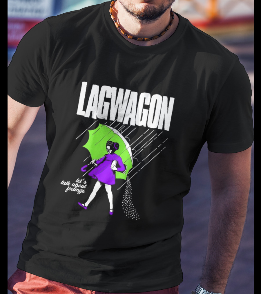 Lagwagon Let’s Talk About Feelings Green Umbrella Rain Girl Salty T-Shirt
