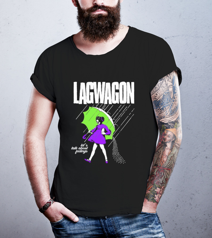 Lagwagon Let’s Talk About Feelings Green Umbrella Rain Girl Salty T-Shirt