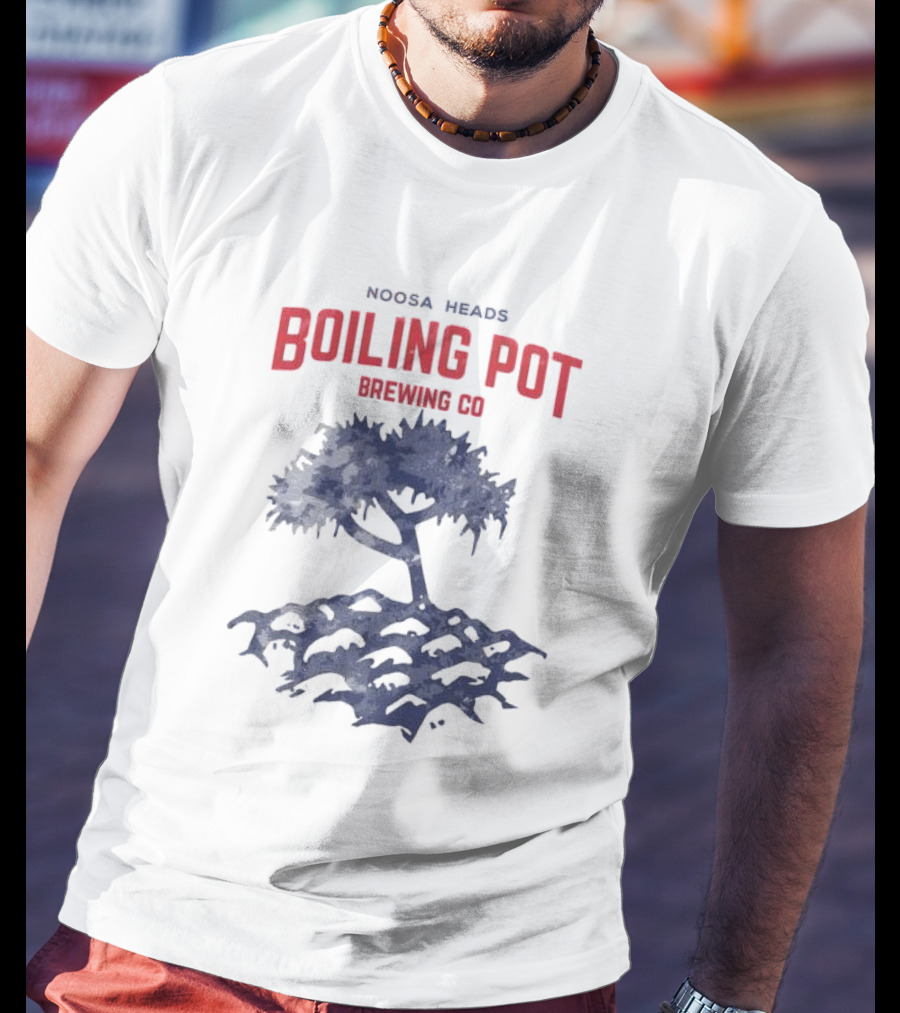 Noosa Heads Boiling Pot Brewing Co Tree And Waves T-Shirt