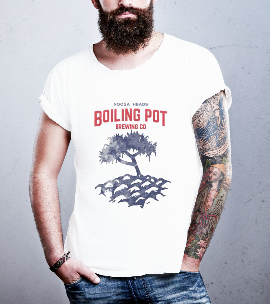 Noosa Heads Boiling Pot Brewing Co Tree And Waves T-Shirt