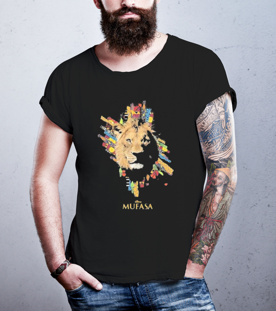 Disney Mufasa Legacy Of The Pride Lands Vibrant Tribal Lion Face T-Shirt