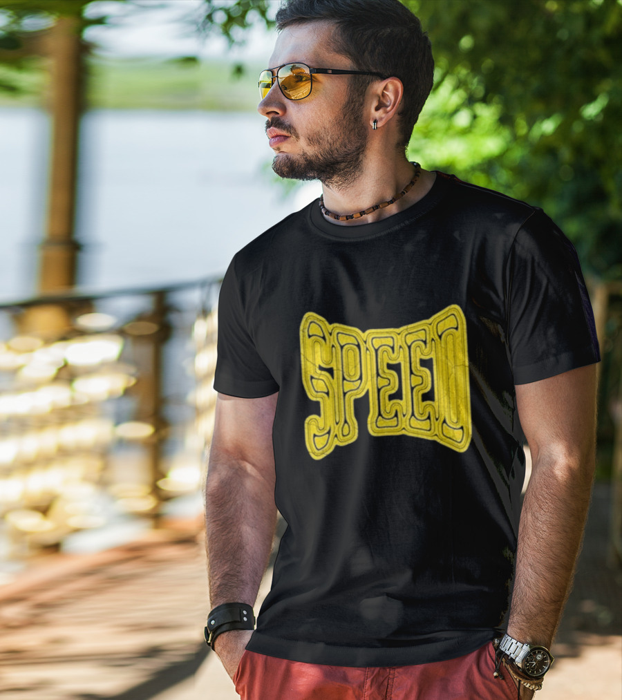 Ishowspeed Speed Gold Text Logo Bold Typography T-Shirt