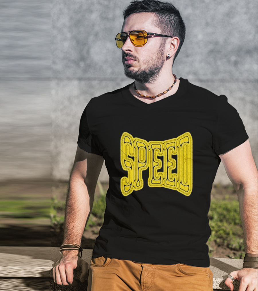 Ishowspeed Speed Gold Text Logo Bold Typography T-Shirt