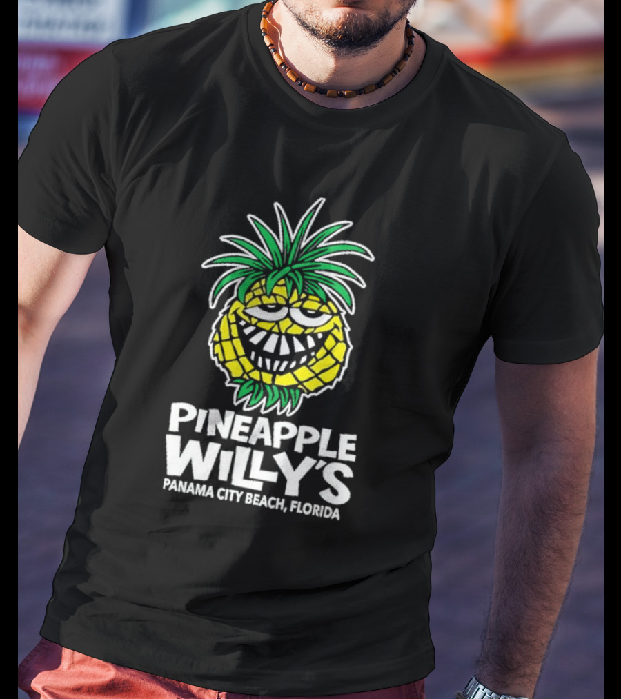 Pineapple Willy's Panama City Beach Florida Smiling Pineapple Face T-Shirt