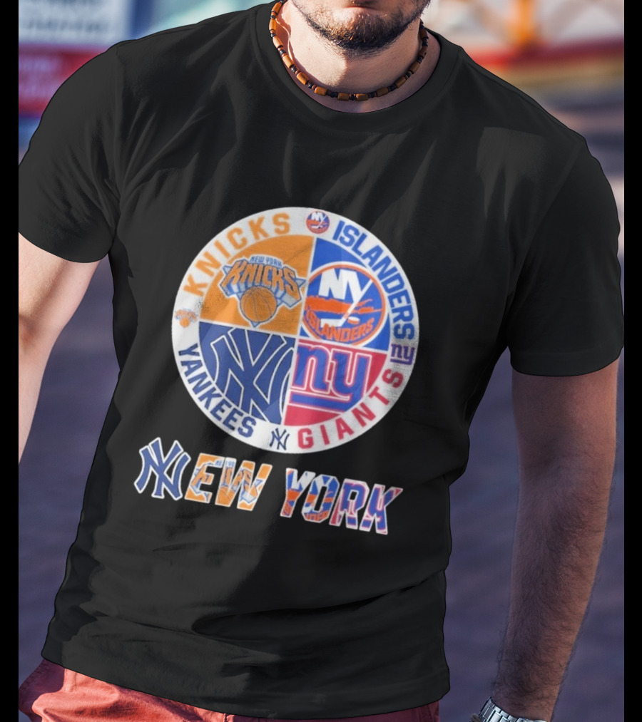 New York Knicks Islanders Yankees Giants Sports Fan Collection T-Shirt