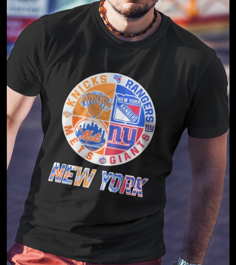 New York Knicks Rangers Mets Giants Mashup T-Shirt