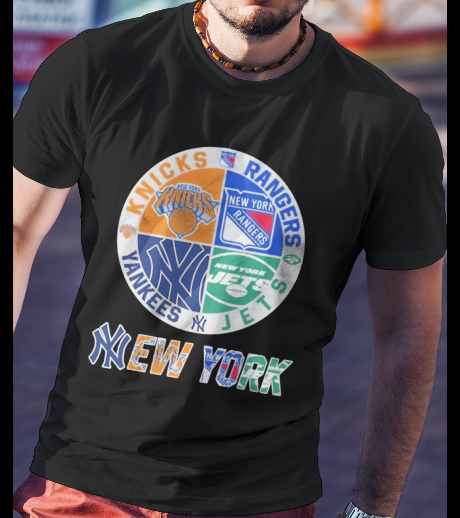 New York Knicks Rangers Yankees Jets Circle T-Shirt