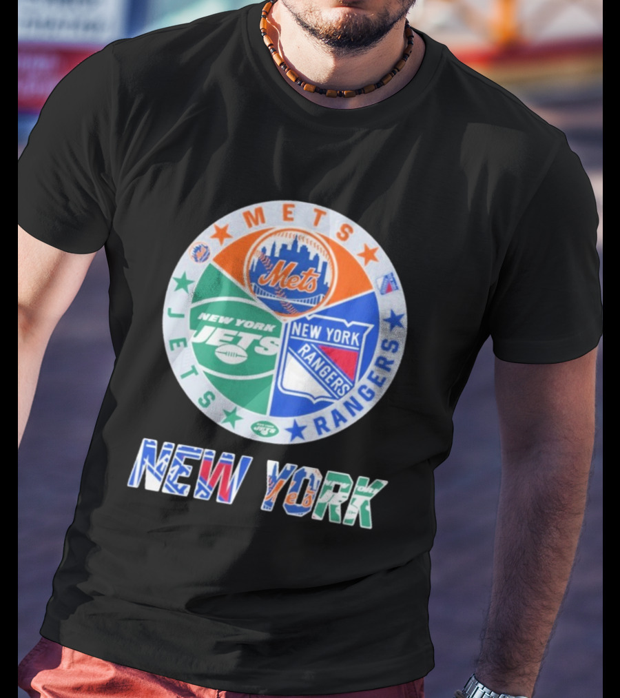 New York Mets Jets Rangers Logo Collaboration T-Shirt
