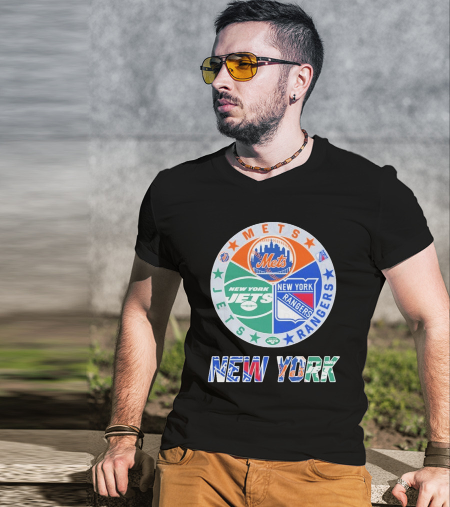 New York Mets Jets Rangers Logo Collaboration T-Shirt