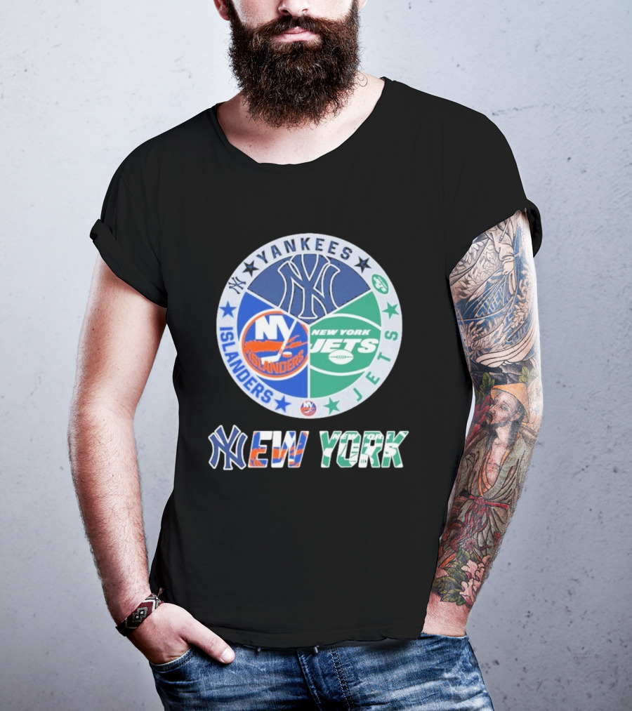 Yankees Islanders Jets New York Yankees X New York Jets X New York Islanders T-Shirt