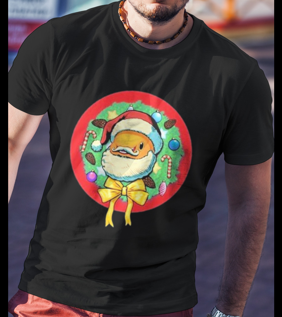 The Why Files Happy Holidays Santa Fish With Christmas Wreath And Candy Canes T-Shirt