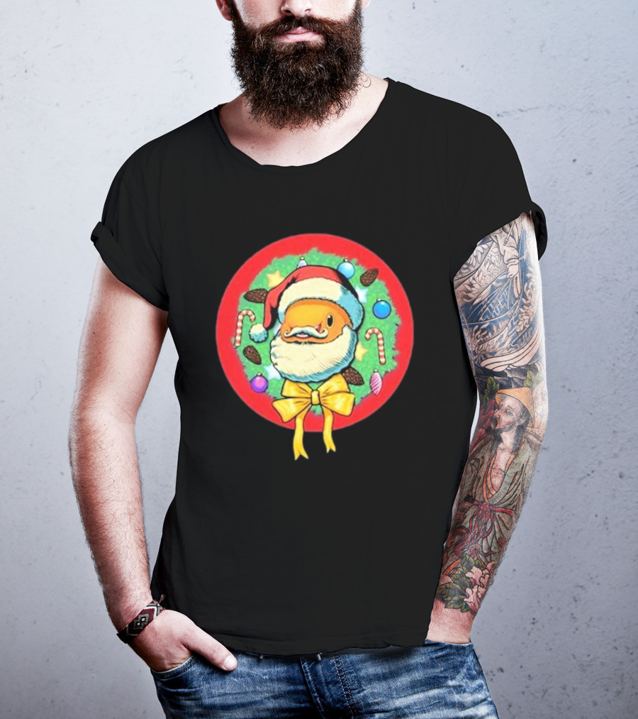 The Why Files Happy Holidays Santa Fish With Christmas Wreath And Candy Canes T-Shirt