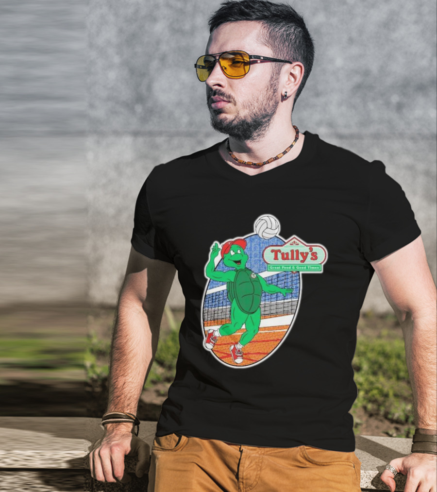 Tully’s Volleyball Great Food And Good Times Turtle Player T-Shirt
