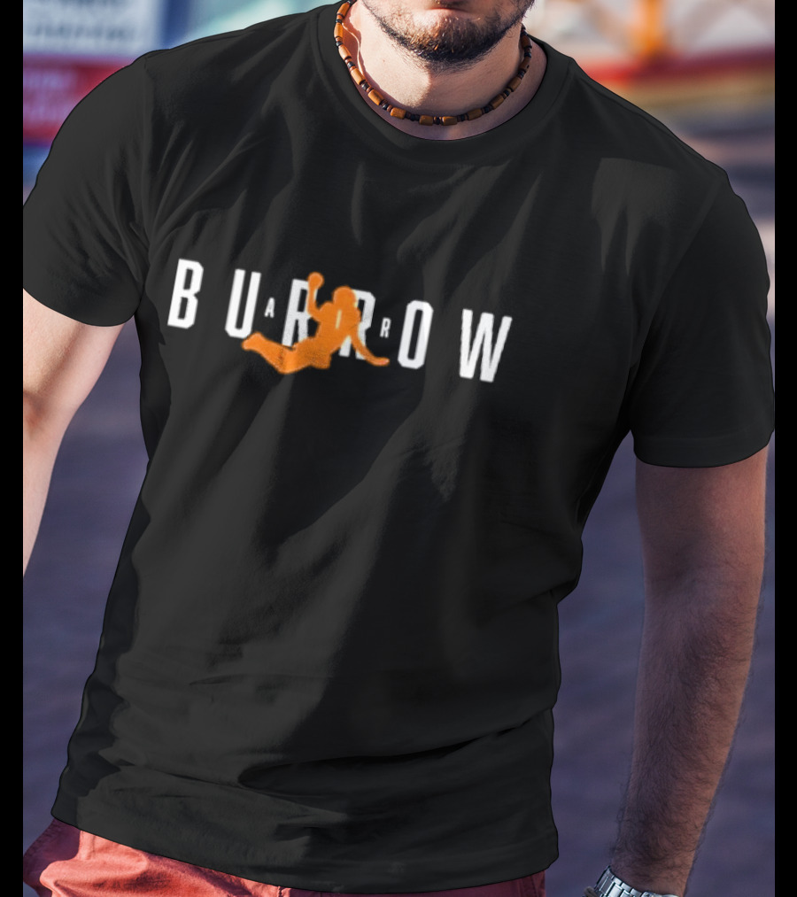 The Bengalorian Joe Burrow Air Football Leaping T-Shirt