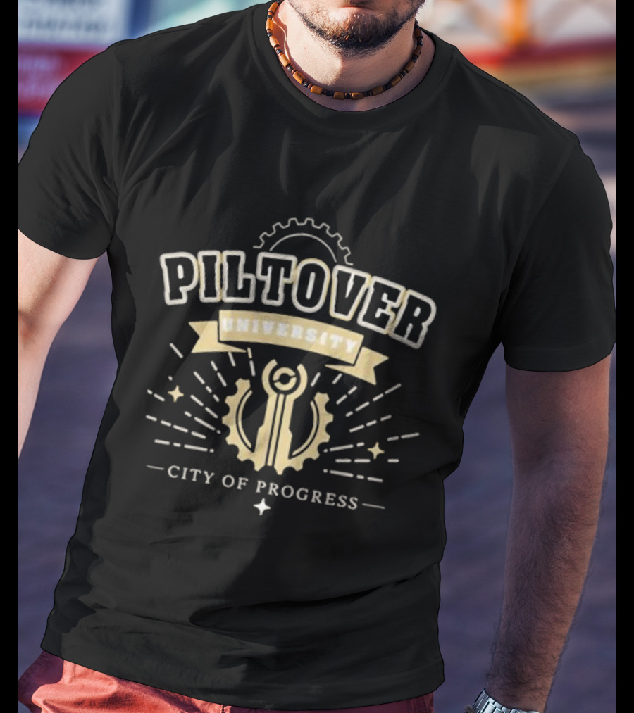 Piltover University City Of Progress Gear Emblem T-Shirt
