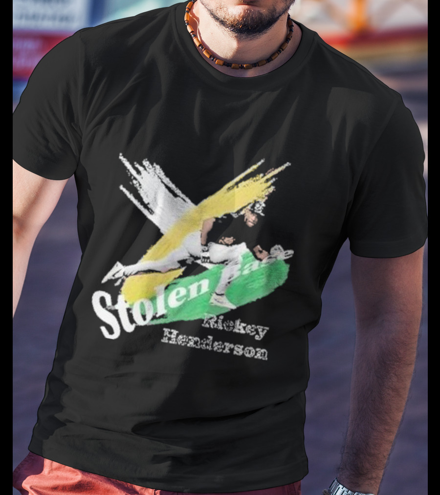 Rickey Henderson Stolen Base Dynamic Action T-Shirt