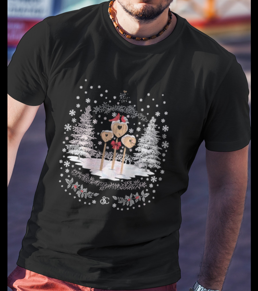 Sabrina Carpenter A Nonsense Christmas Snowy Trees And Heart Decorations T-Shirt