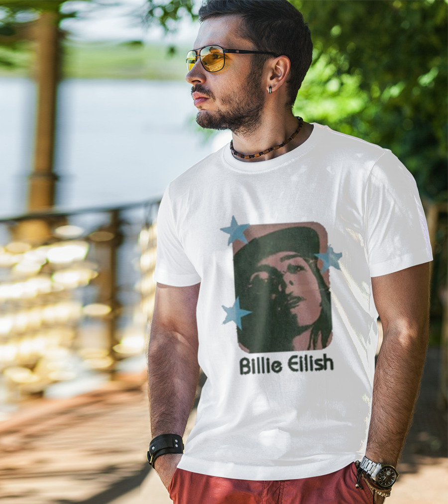 Billie Eilish Vintage Portrait With Stars T-Shirt