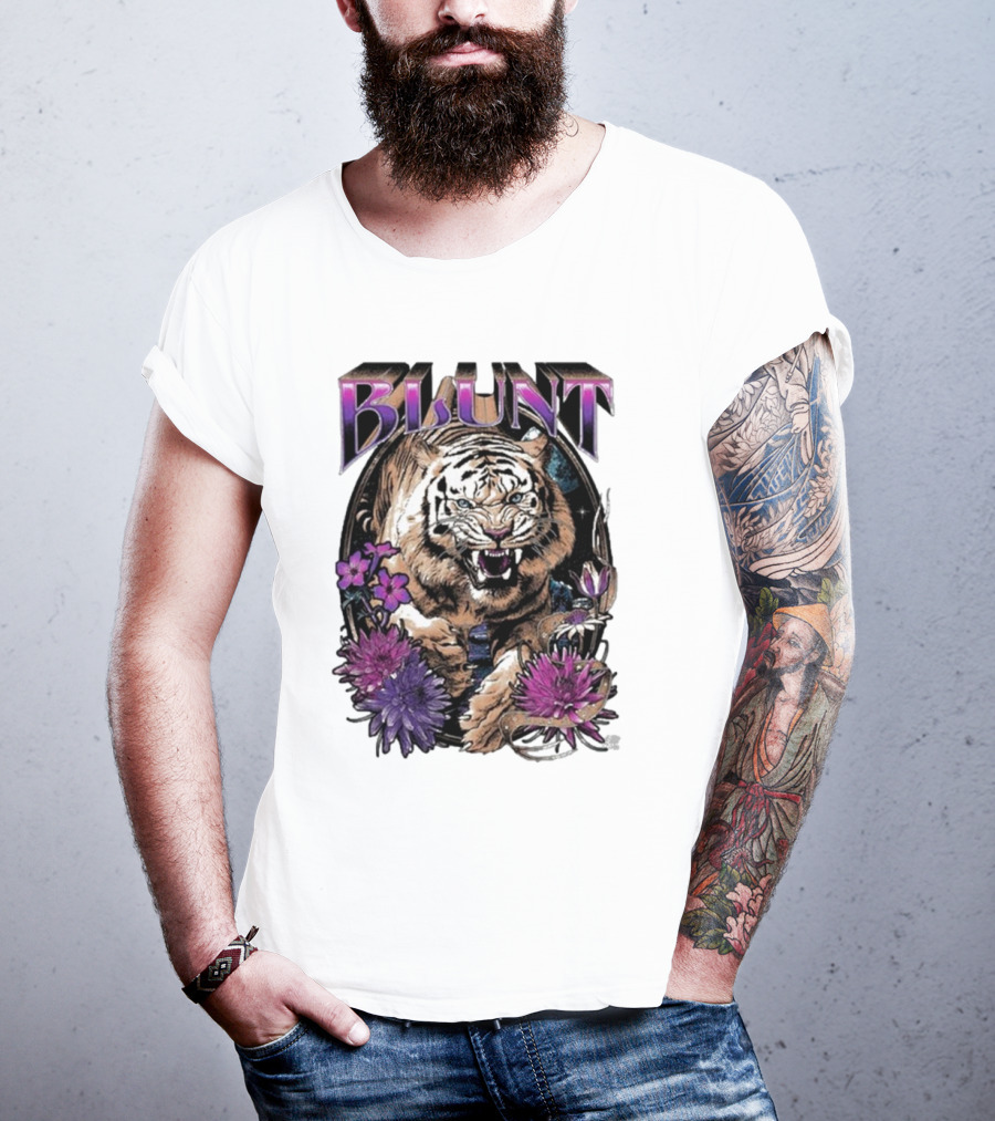 BLunt Fierce Tiger With Flowers T-Shirt