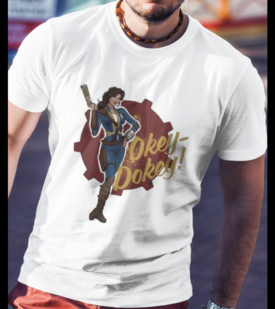 Spartan117gw Lucy Okey Dokey Fallout Vault Suit Gear Iconic Pose T-Shirt
