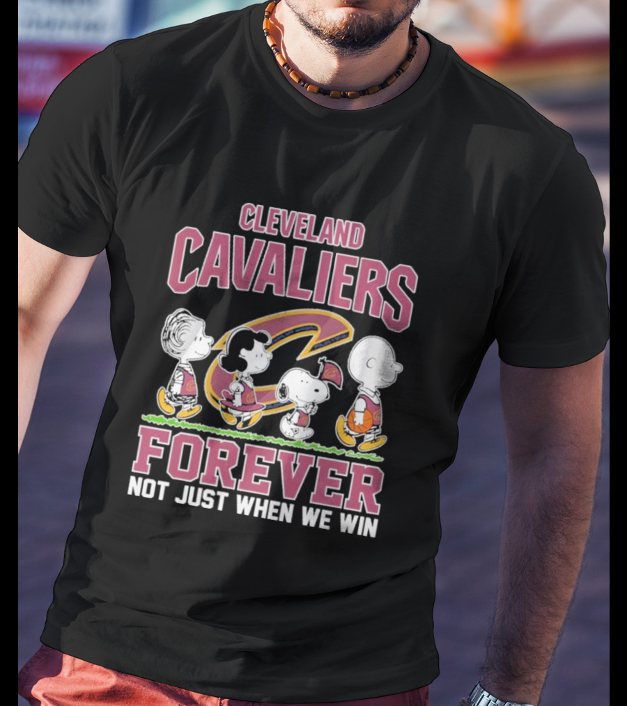 Cleveland Cavaliers Forever Not Just When We Win Peanuts Characters Walking Basketball Retro T-Shirt
