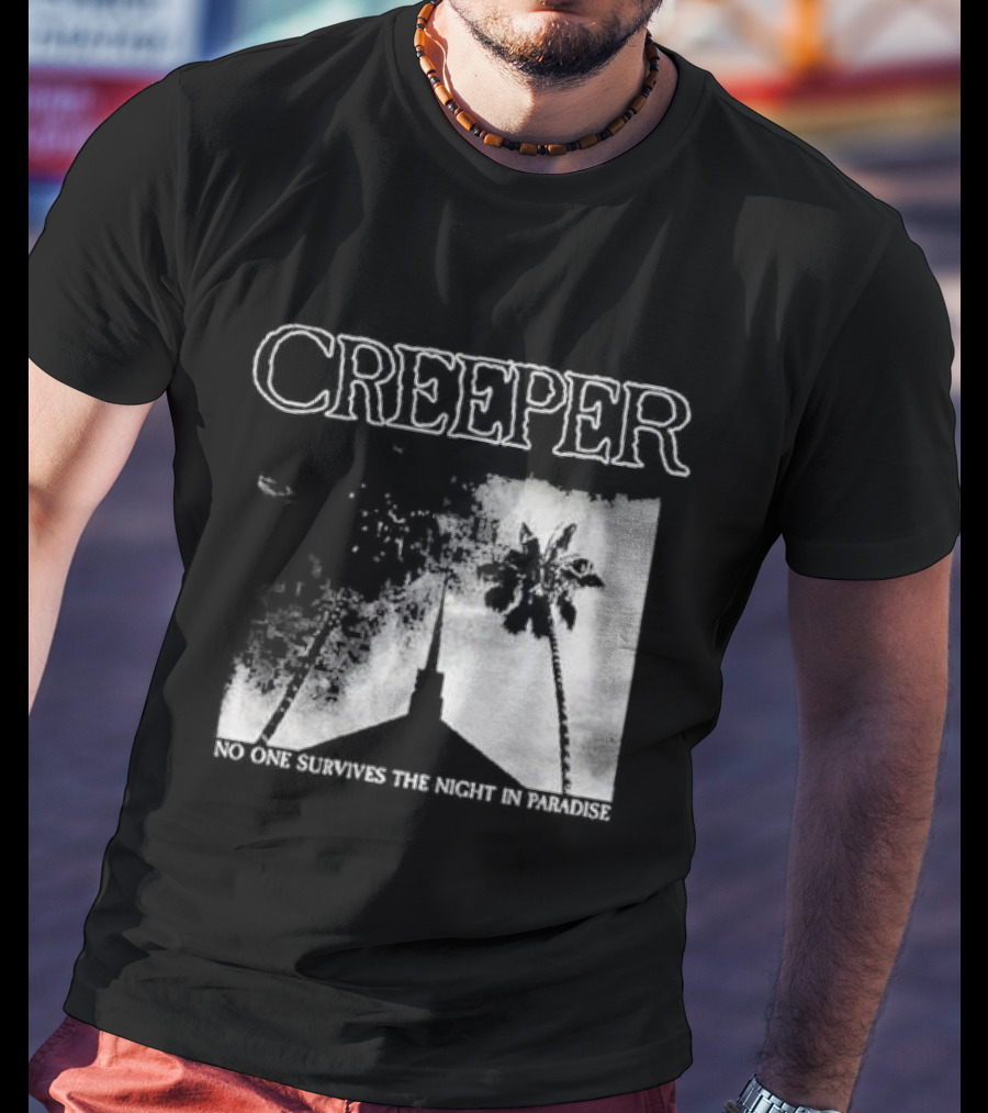 Creeper No One Survives The Night In Paradise Palm Trees And Church Spire Dark Aesthetic T-Shirt