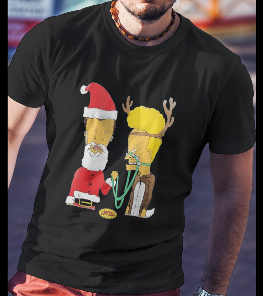 Beavis And Butt-head Santa And Reindeer Christmas T-Shirt