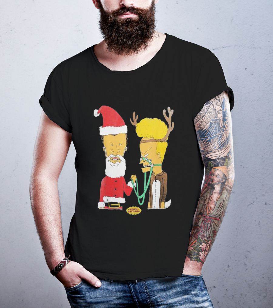 Beavis And Butt-head Santa And Reindeer Christmas T-Shirt