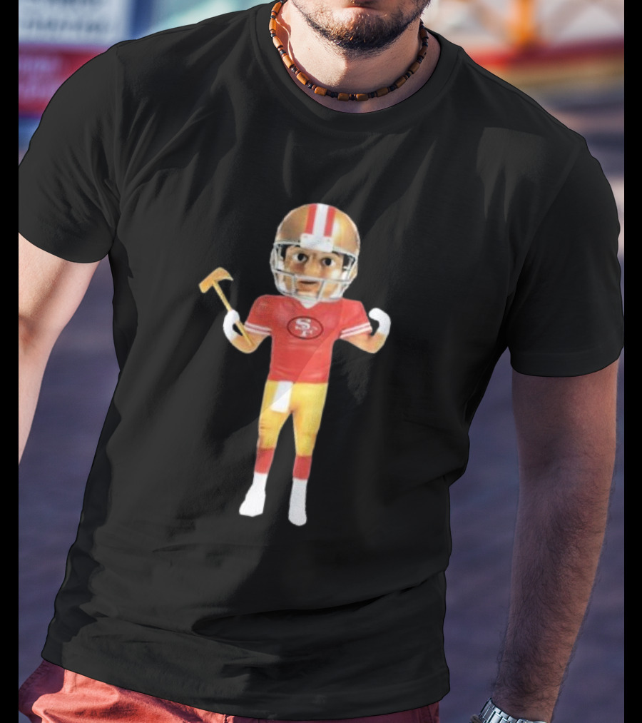 49Ers X Gorf Bobblehead Football Figure With Helmet And Pickaxe T-Shirt