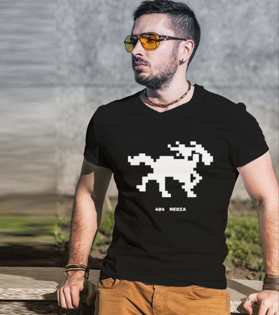 404 Media Pixelated Horse Retro Digital Aesthetic T-Shirt