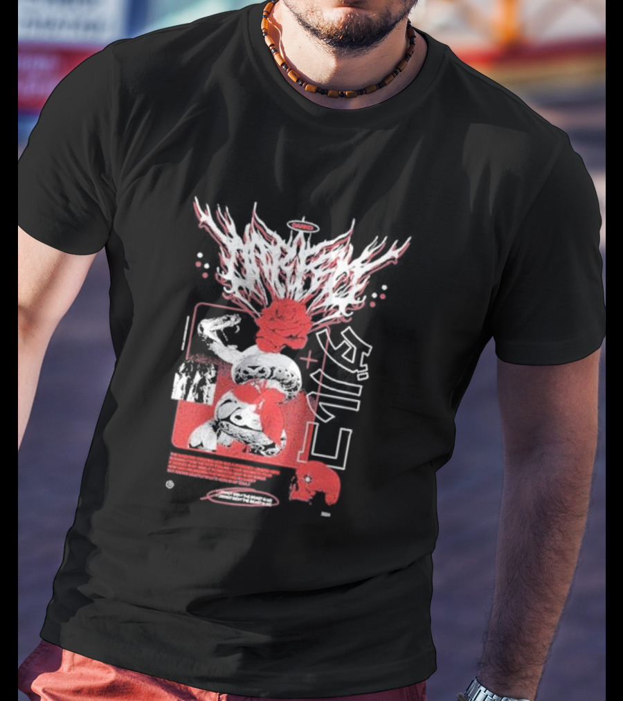 Darko Us Raffle Graphic With Abstract Red And White Elements T-Shirt