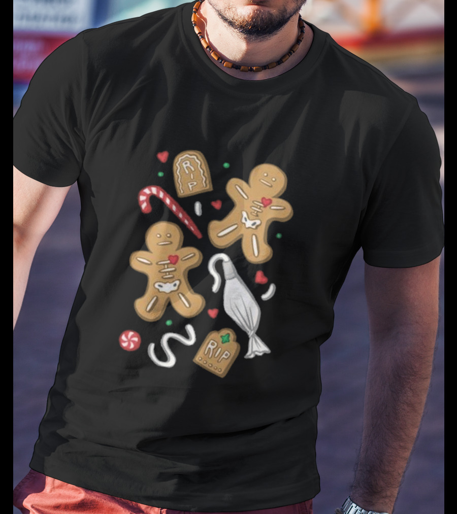 Evan And Katelyn Store Totally Normal Gingerbread Cookies RIP Candy Cane Peppermint T-Shirt