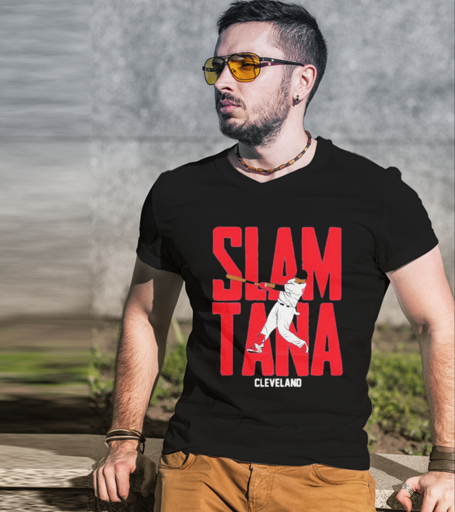 Carlos Santana Cleveland Baseball Slamtana Player T-Shirt