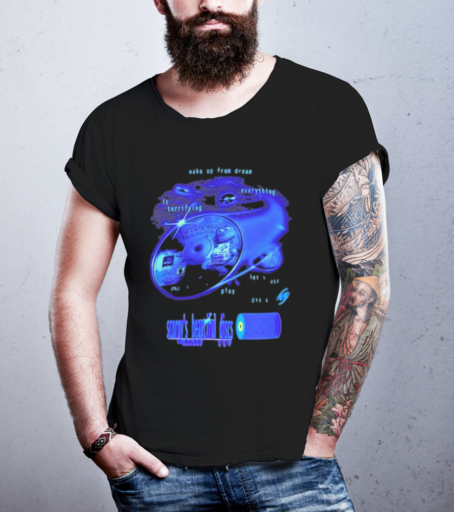 Frogger Everything Is Terrifying Let Yourself Play Scruff's Beautiful Discs CHANNEL17 T-Shirt