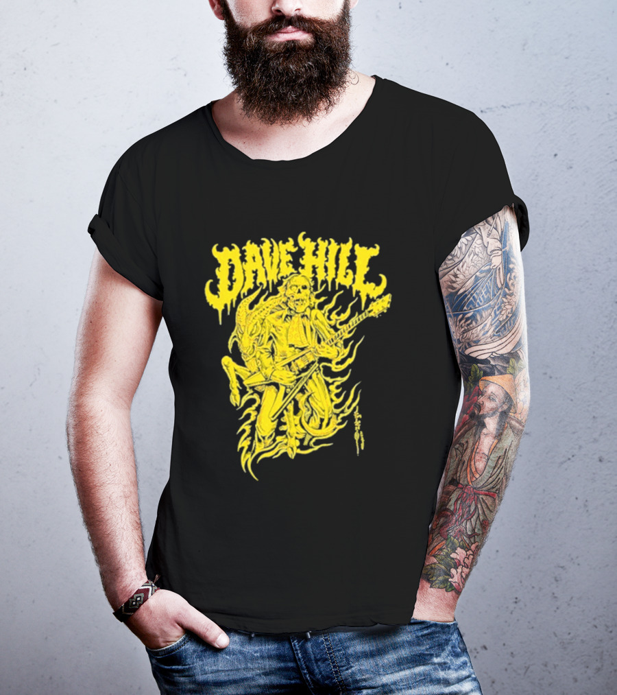 Dave Hill Skullface Yellow Flame Guitar Art By Tim Lehi T-Shirt