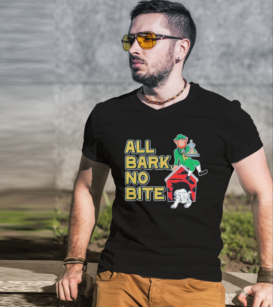 Notre Dame Fighting Irish All Bark No Bite Sugar Bowl Victory Trophy Bulldog T-Shirt