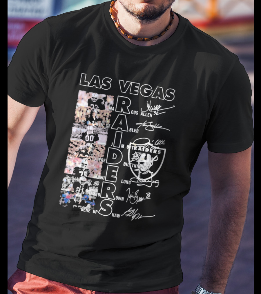 Las Vegas Raiders Marcus Allen Ken Stabler Fred Biletnikoff Howie Long Tim Brown Gene Upshaw Signature Football Legends T-Shirt