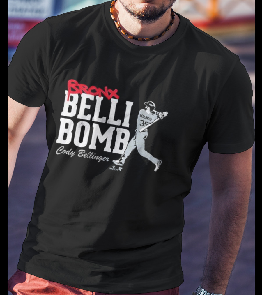 Cody Bellinger Bronx Belli-Bomb Baseball Swing T-Shirt