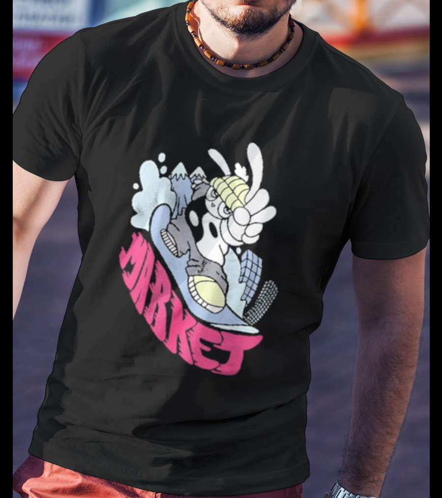 Shibuya Shred Market Snowboarding Rabbit Cartoon T-Shirt
