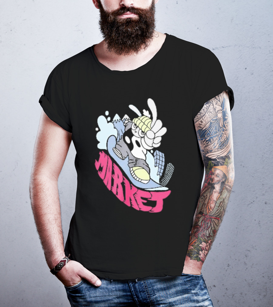 Shibuya Shred Market Snowboarding Rabbit Cartoon T-Shirt