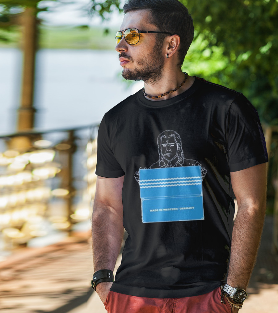 Made In Western Germany Pulp Fiction Blue Box Holder T-Shirt